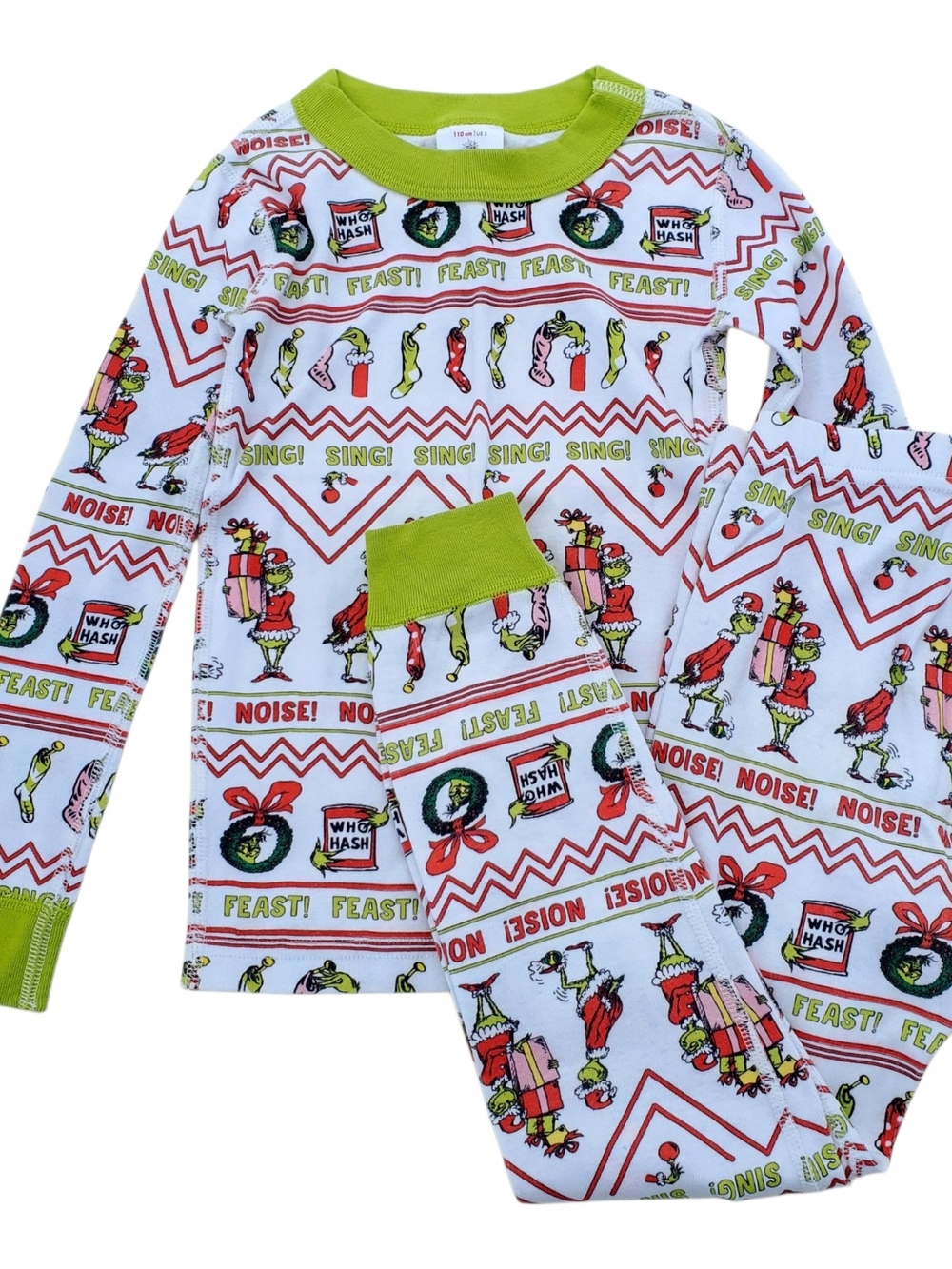 Hanna Andersson + Dr Seuss The Grinch Fair Isle Long John Pajama Set Size 5